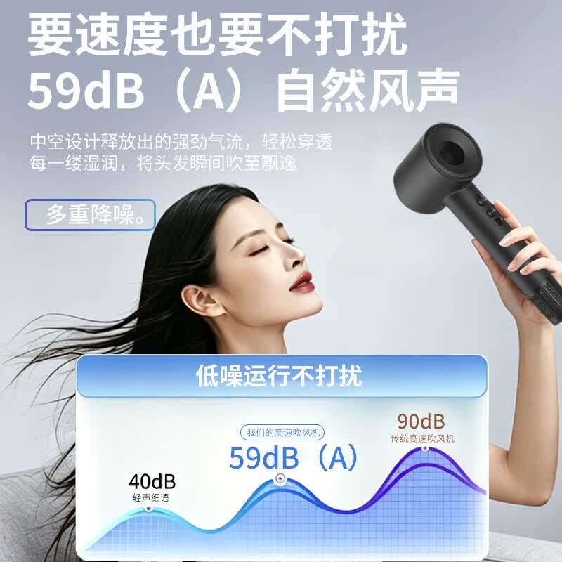 诺巴玛【10W+星级酒店品质认证】高速护发吹风机家用静音负离子不伤发男女专用秒干吹头发大风力功率便携 【五星酒店品质】高速版-磨砂黑