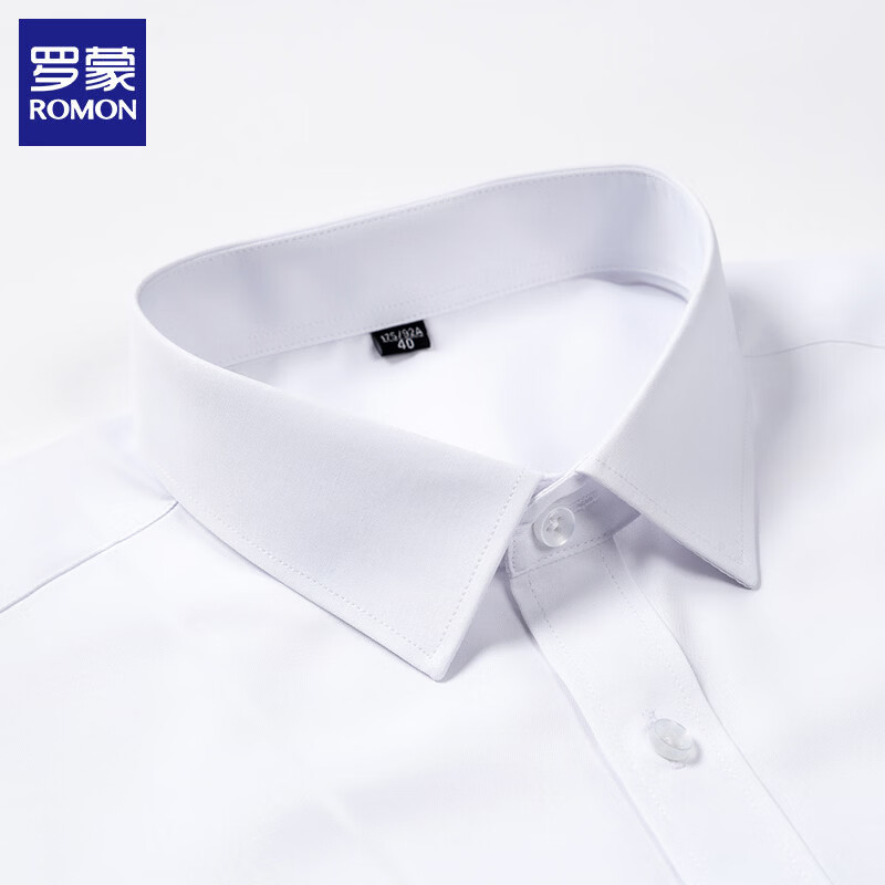 罗蒙（ROMON）短袖衬衫男士商务休闲2026夏季新款工装免烫抗皱衬衣工装衬衫 黑条纹 45 (建议体重200-215斤)