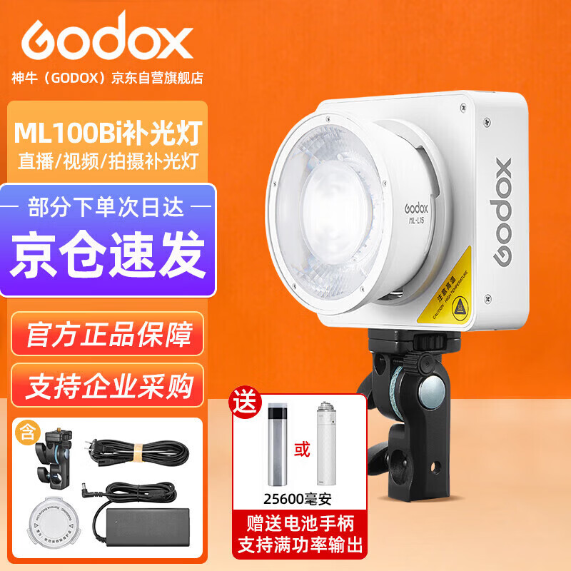 神牛（Godox）ML100Bi摄影灯双色温可调便携夜拍灯人像补光灯户外控制室电影视频摄像灯  ML100Bi【官方标配】