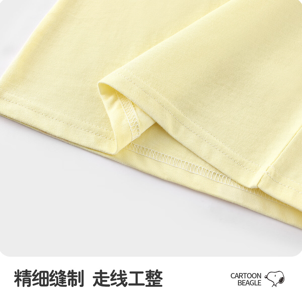 史努比（SNOOPY）儿童背心套装纯棉背心短裤运动风休闲款夏季2026新款 杏/粉色  复古努比 140