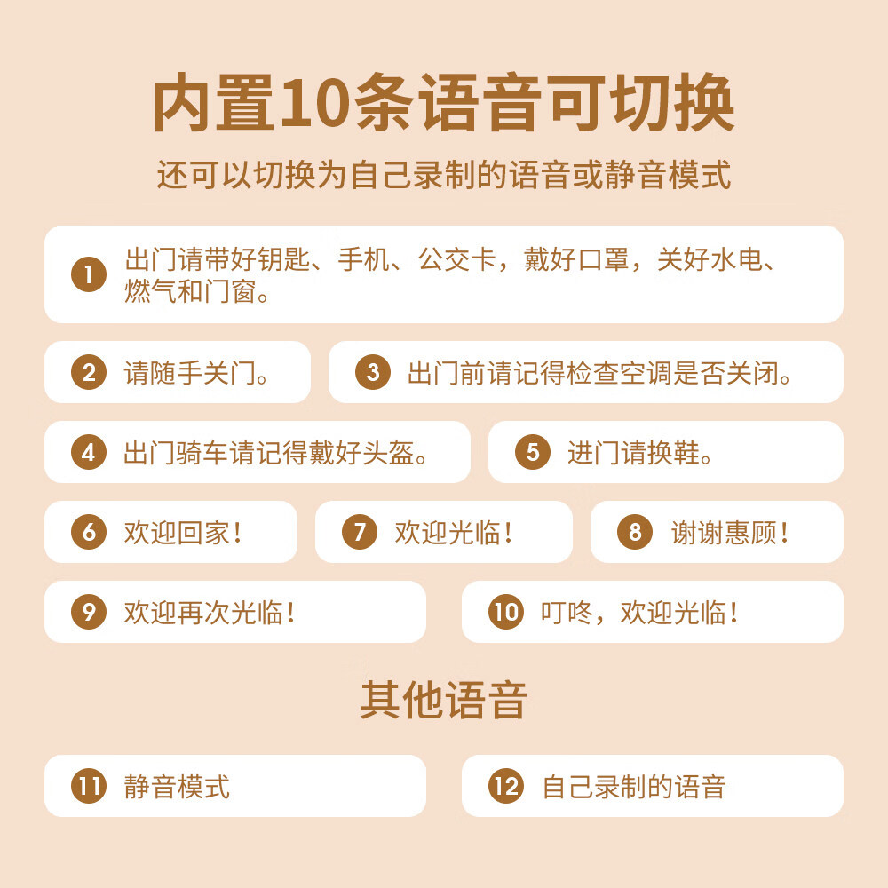 米典出门提醒器可录音 防忘带钥匙语音提示器关门关火关煤气父母礼品 出门提醒器011款
