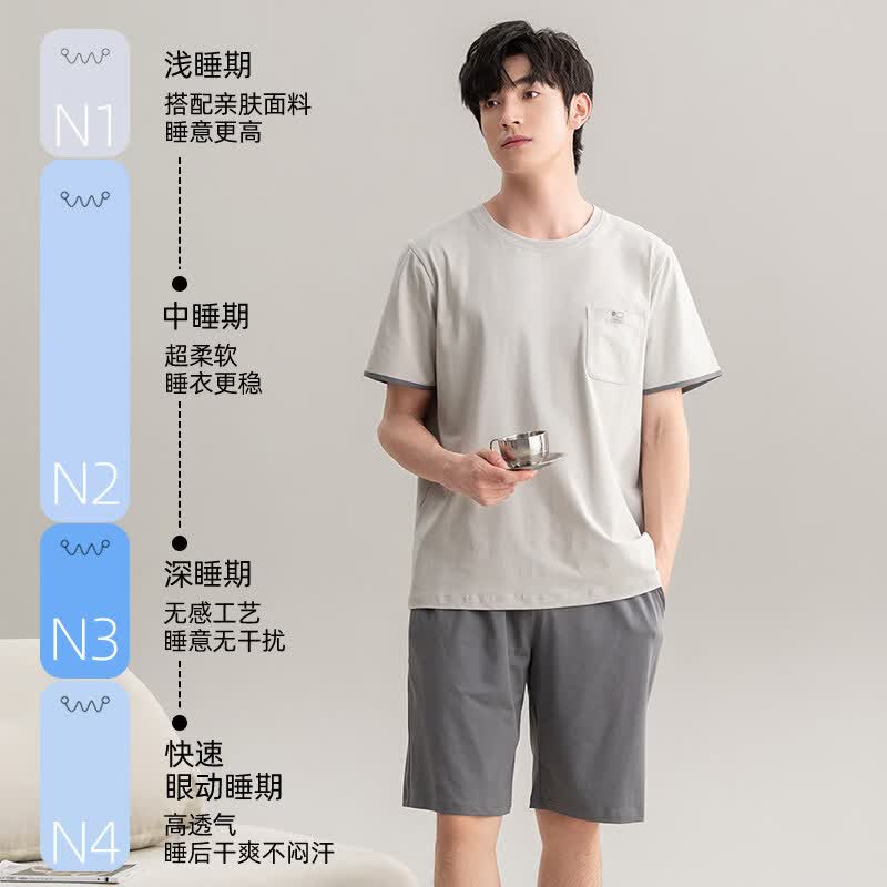 猫人纯棉睡衣男夏季2026新款全棉短袖套装情侣款宽松休闲大码可外穿 6025女款 【100%纯棉-柔软亲肤】 M 【推荐体重约80-100斤】