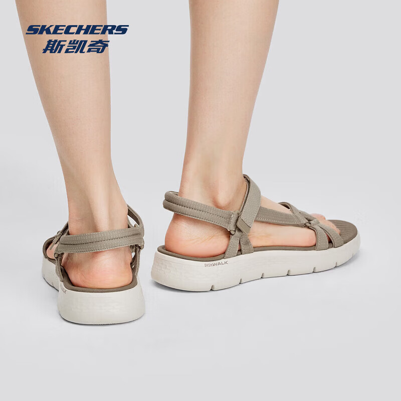斯凯奇（Skechers）新款女鞋外穿凉鞋软弹舒适沙滩鞋魔术贴设计轻便休闲鞋子 141451-TPE 灰褐色 37