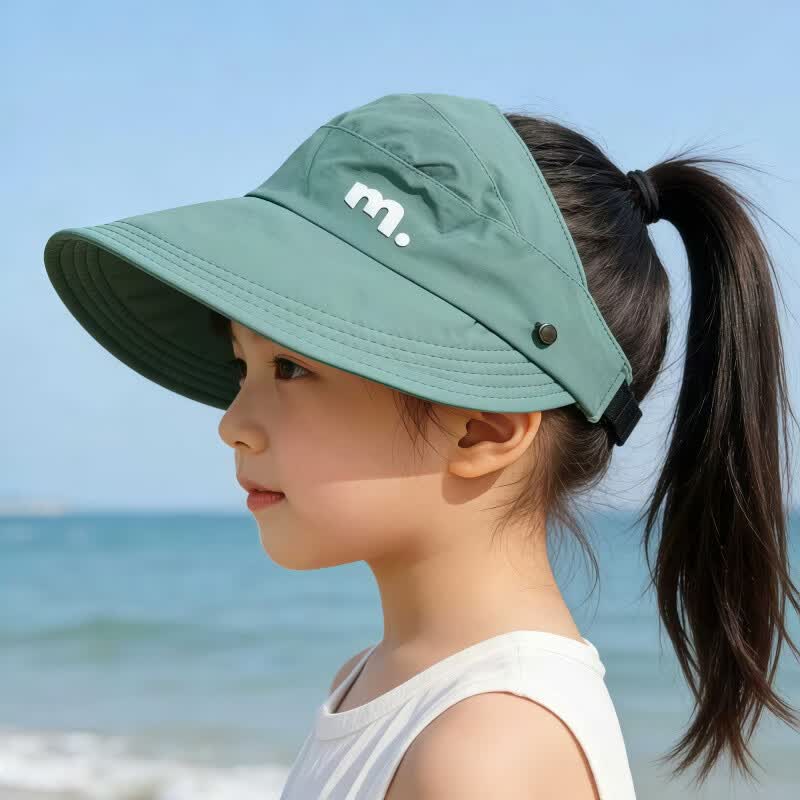 G.duck小黄鸭2026儿童可扎马尾防晒帽春夏空顶遮阳帽青少年户外鸭舌帽 紫色-m.半空顶马尾帽 帽围47-52cm参考年龄1-6岁