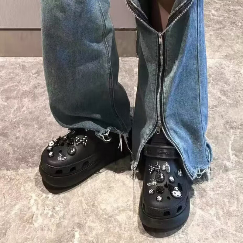 CORCS CROCS卡洛驰经典款云朵洞洞鞋泡芙Clog男女一脚蹬沙滩鞋厚底女鞋凉拖鞋 经典款骨白(含8枚CROCS鞋花) 37-38 =W7