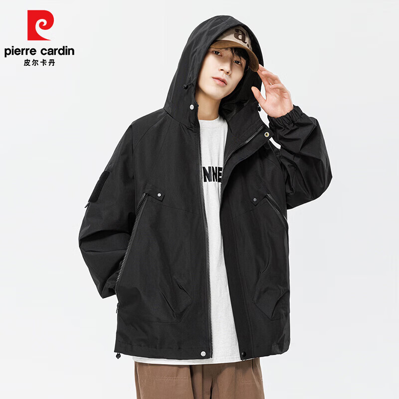 皮尔卡丹（pierre cardin）2026春季冲锋夹克外套男宽松潮流牌户外登山服百搭情侣款上衣 荧光绿 【单件】 【男女同款】 M