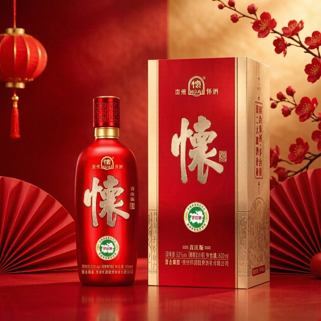国台 53度酱香型白酒 优级纯粮酒 送礼自饮 2026年 500mL 4瓶 国台怀酒喜庆版整箱