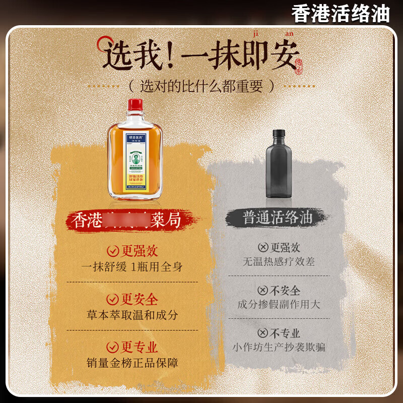 黄道益活络药油香港原装正品50ml进口正宗港版跌打损伤活血化瘀消肿止 一盒装【基础体验款】推荐黄道益