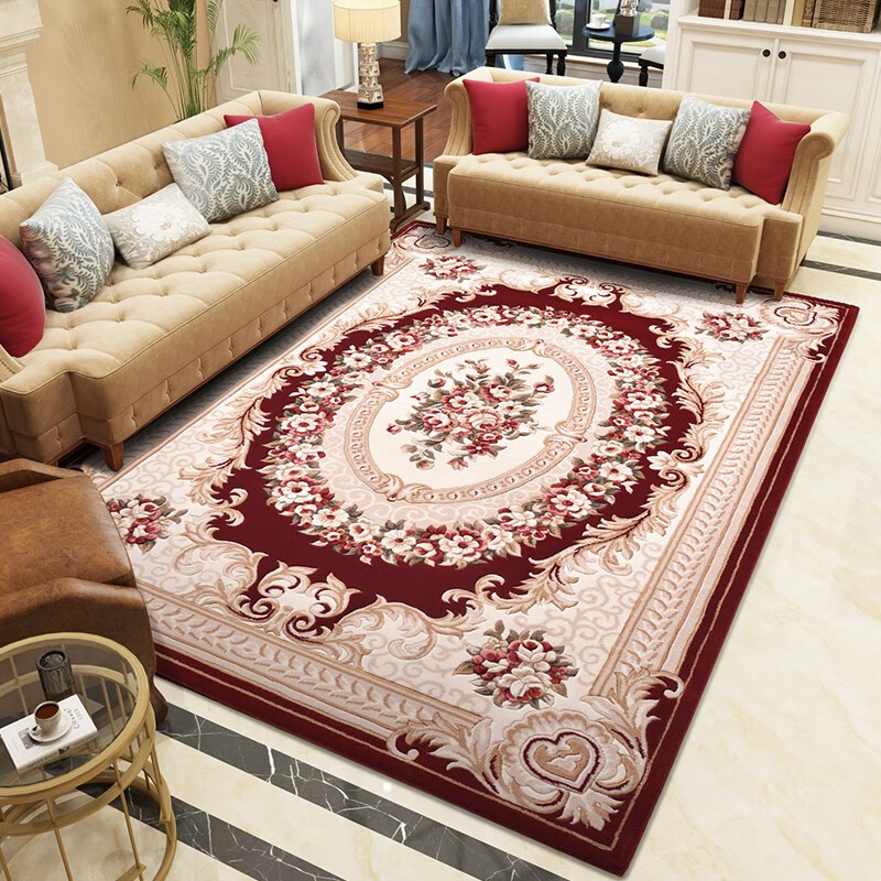 绅士狗 新西兰纯羊毛地毯高密度加厚 欧式客厅沙发茶几毯高贵典雅床边毯 WO107R红色 1.6米*2.3米
