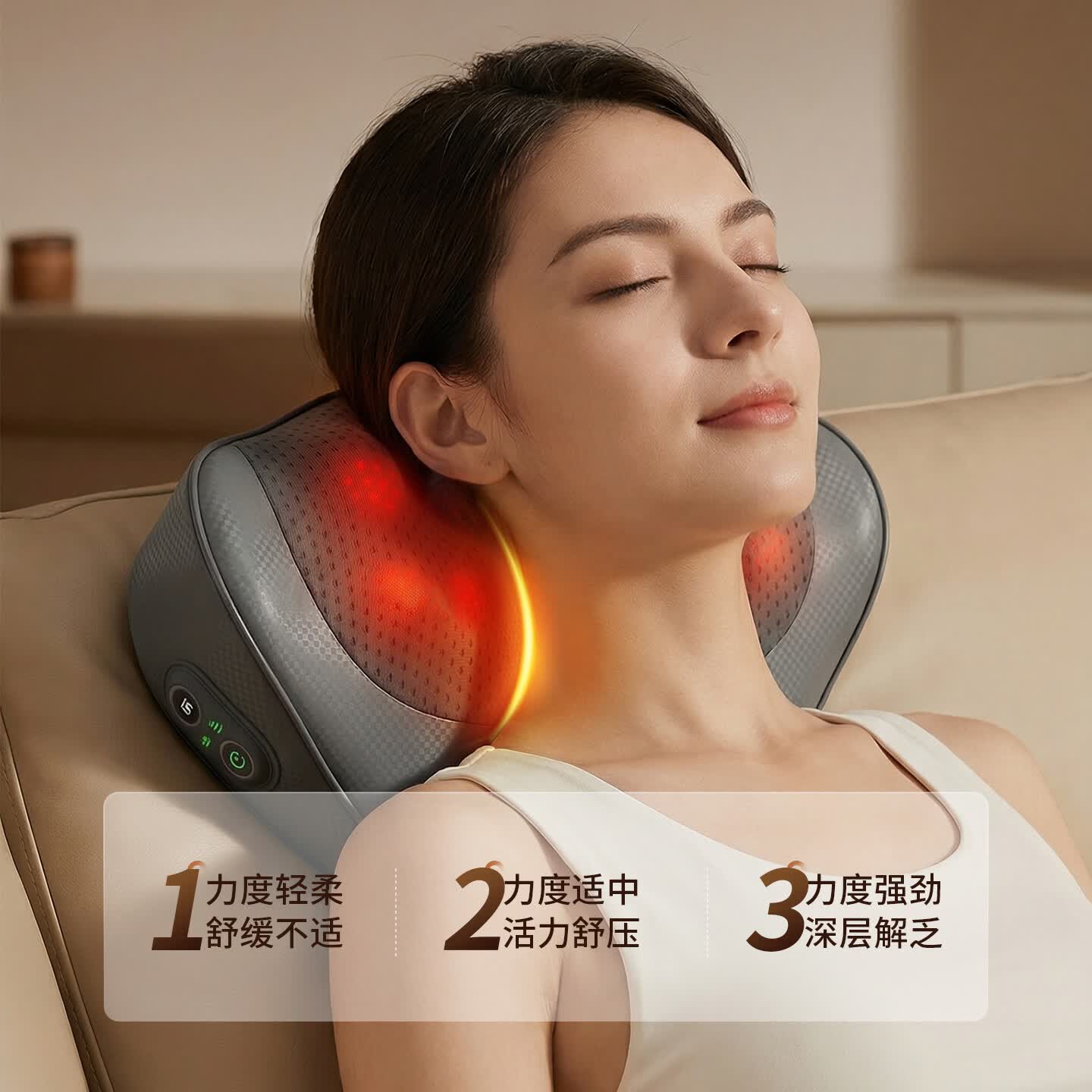 奥克斯（AUX）颈椎按摩器按摩枕头腿部颈部按摩仪垫热敷背腰颈椎全身肩颈生日母亲节礼物送妈妈爸爸爱人爷爷奶奶 精美礼盒插电款/20个按摩头/3D仿真按摩/多模式 生日节日送爸妈长辈老人爱人