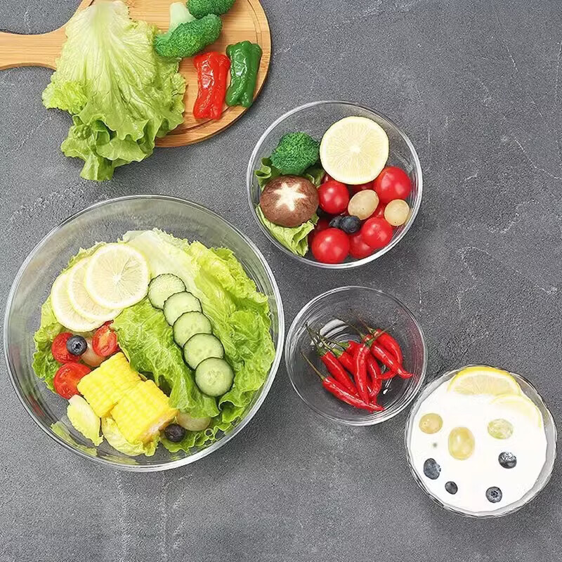 【甄选直发】水晶玻璃透明玻璃沙拉碗家用耐热泡面大碗大号汤碗甜 玻璃泡面碗小号