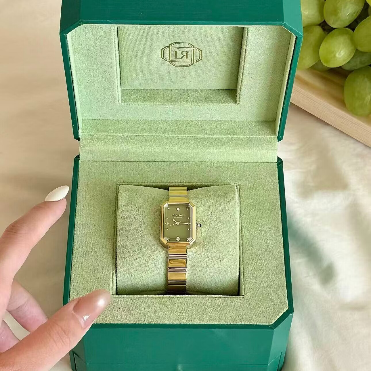 LOLARose罗拉玫瑰方糖小绿表女士手表高级轻奢送女友老婆节日礼物 LR4700