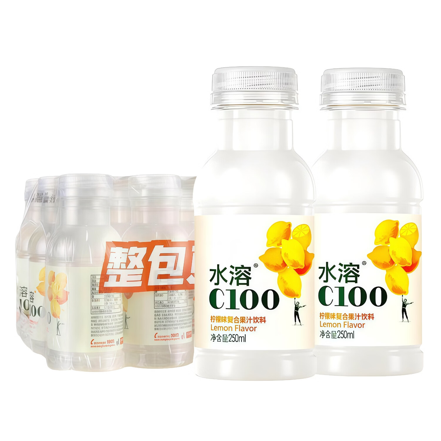 农夫山泉水溶C100饮料250ml*12瓶整件西柚味柠檬味复合果汁果味饮品6瓶 柠檬味250ml*6瓶