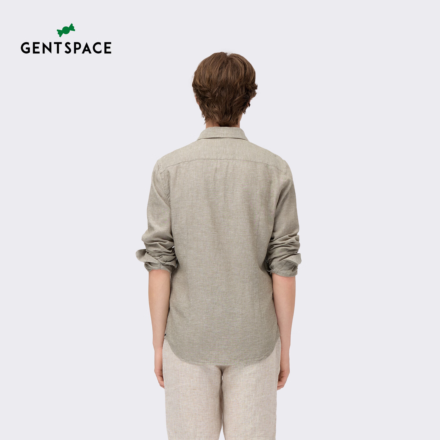 GENTSPACE男士长袖衬衫春夏新品温莎领汉麻天丝混纺松弛随性优雅品质 灰橄榄绿 3XL 56 195/112A
