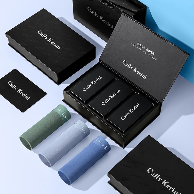 CK夏季新款男士内裤冰丝薄款中腰平角裤凉爽舒适纯色男ck 【满印盒】自选 3条 4XL 【180-200斤】