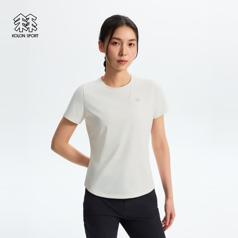 KOLON SPORT/可隆户外吸湿速干T恤 女士遮热UPF40+图案圆领短袖T恤