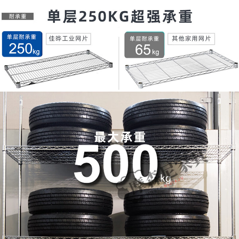 摩森尼不锈钢仓储仓库货架重型物料架镀铬线 线网置物架落地多层家用置 工业货架*长609mm宽609mm 6层2.0米高带3寸pvc轮