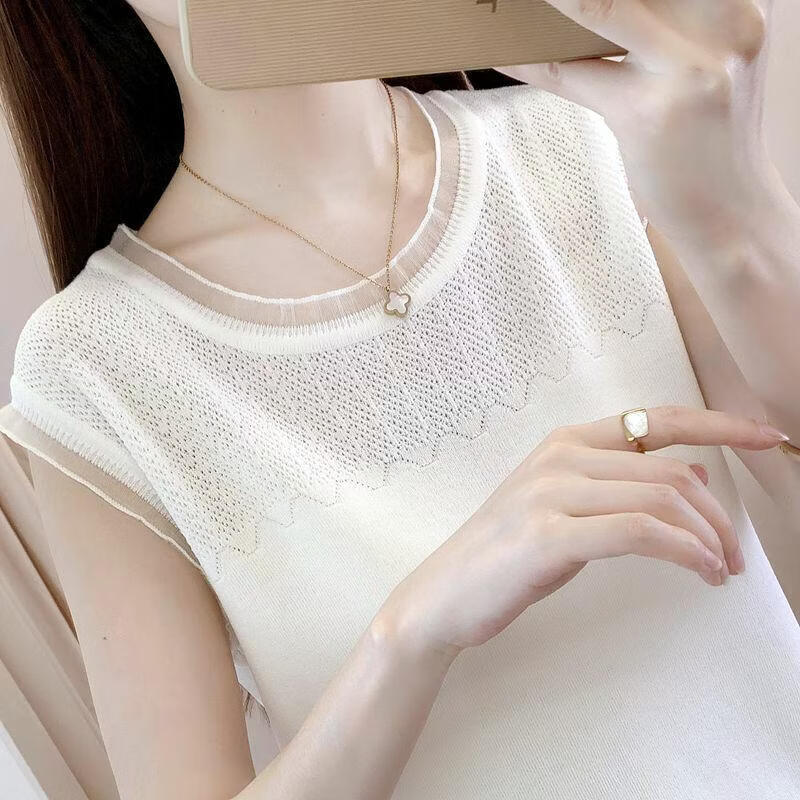 【夏季新款】背心吊带女夏宽松西装内搭冰丝无袖打底女外穿上衣 白色 3XL (建议125-140斤)