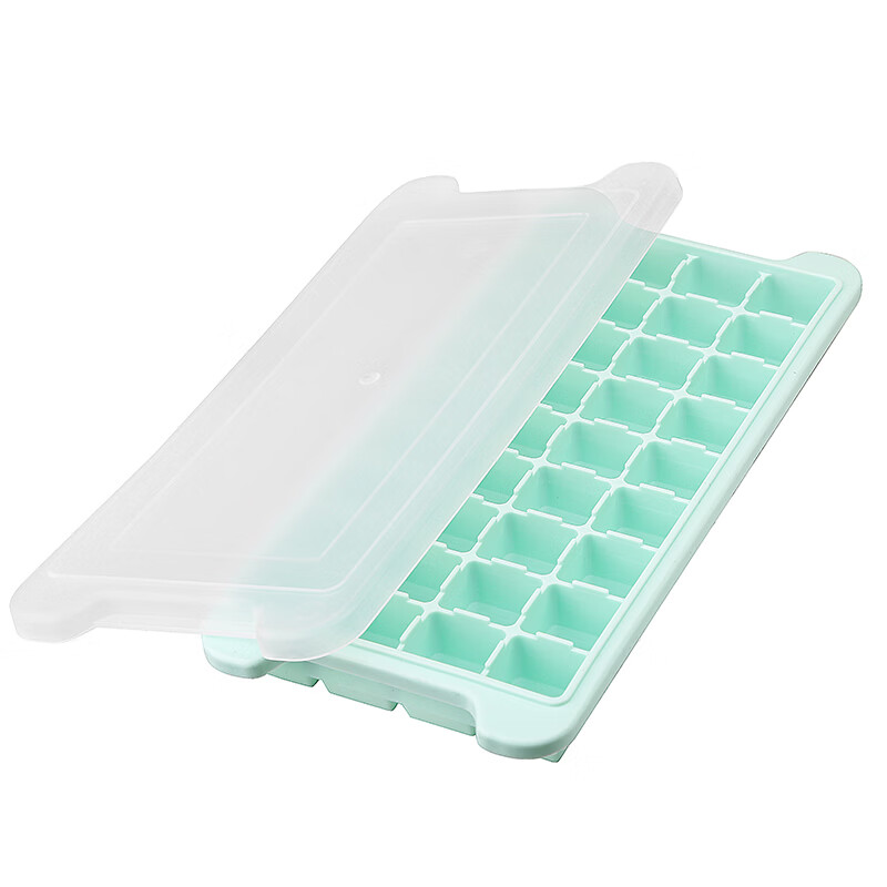 易思迪制冰模具家用冰格带盖冰块模具制冰盒辅食盒制冰格 淡雅蓝-24格 3个