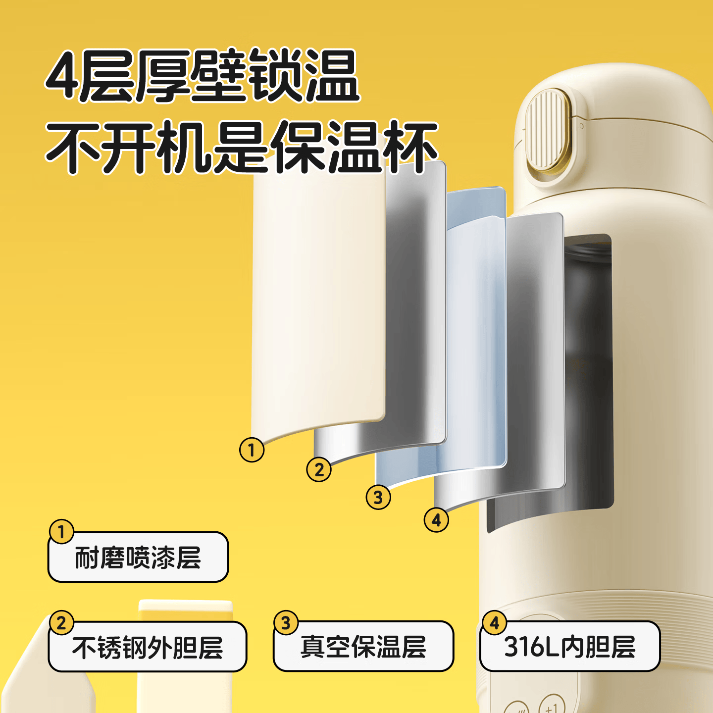 XEAMUN无线便携恒温水杯调奶器保温杯婴儿恒温加热保温杯冲泡奶 55度 细萌智能恒温宝宝专用户外电水壶 500ml 【爆款】