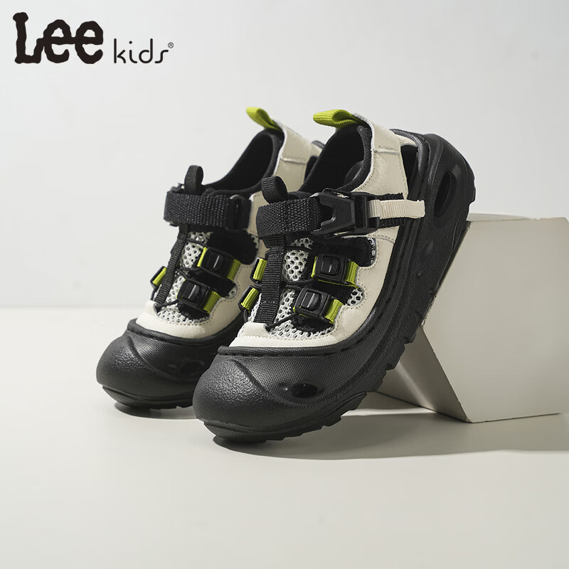 Lee童鞋夏季新款儿童沙滩凉鞋女童包头防滑涉水鞋男童 黑米 36 【建议脚长222mm】