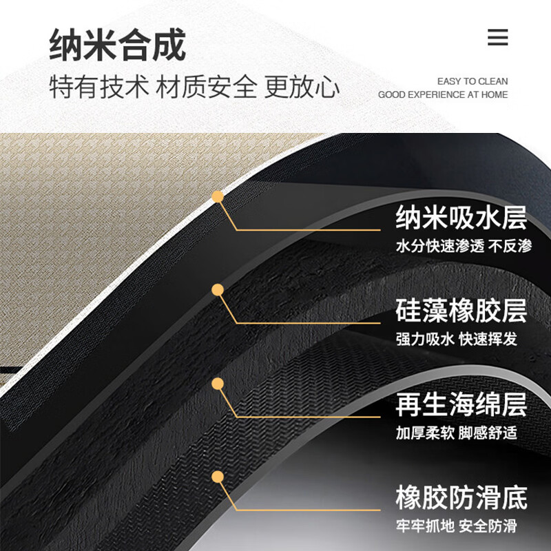 季象硅藻泥吸水垫卫生间防滑垫子洗澡速干脚垫浴室淋浴厕所进门口地垫 GZN-J迪斯-X01 50X80cm【瞬吸防滑一冲即净】