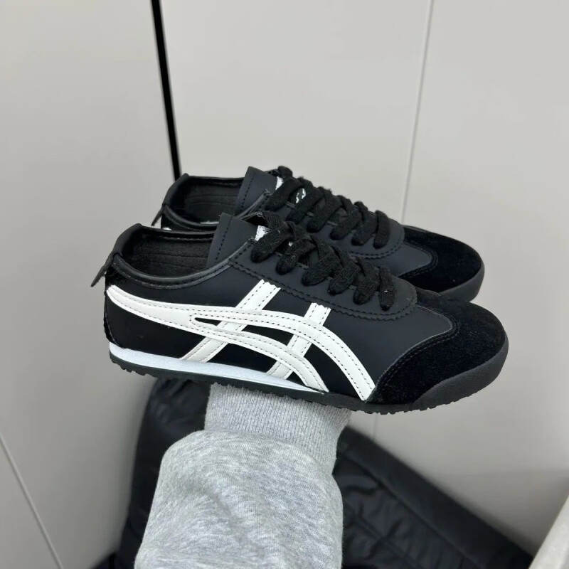 春夏鬼冢虎高颜值潮流百搭校园休闲鞋皮面男女帆布鞋情侣透气运动鞋耐磨 米909 44