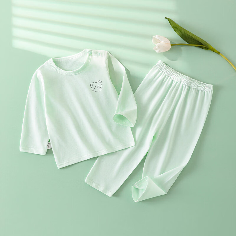 wua·wua儿童睡衣男女宝宝夏季空调服婴儿纯棉长袖长裤家居服套装 黄+粉-更划算 110