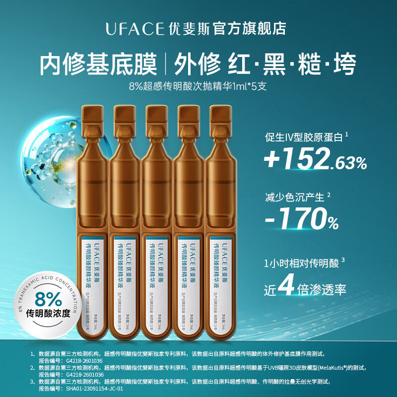优斐斯8%传明酸臻颜精华液高浓度氨甲环酸强渗透淡色沉修护次抛 传明酸臻颜精华液1ml*5支
