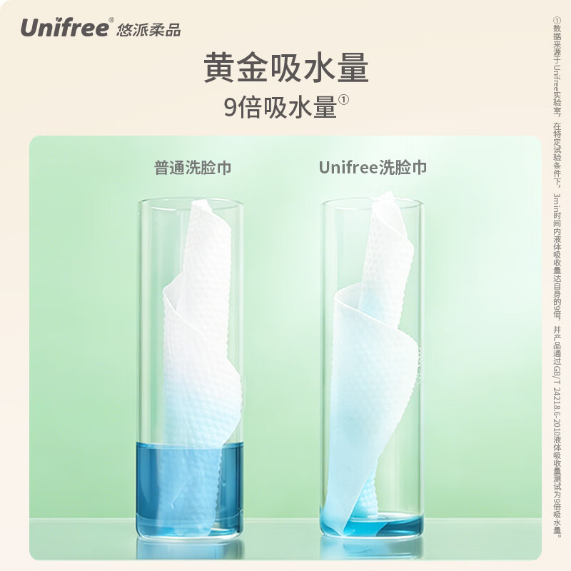 unifree一次性洗脸巾悬挂式珍珠纹擦脸巾洁面巾加大加厚干湿两用 【1包抵3包】挂抽洗脸巾180抽2提