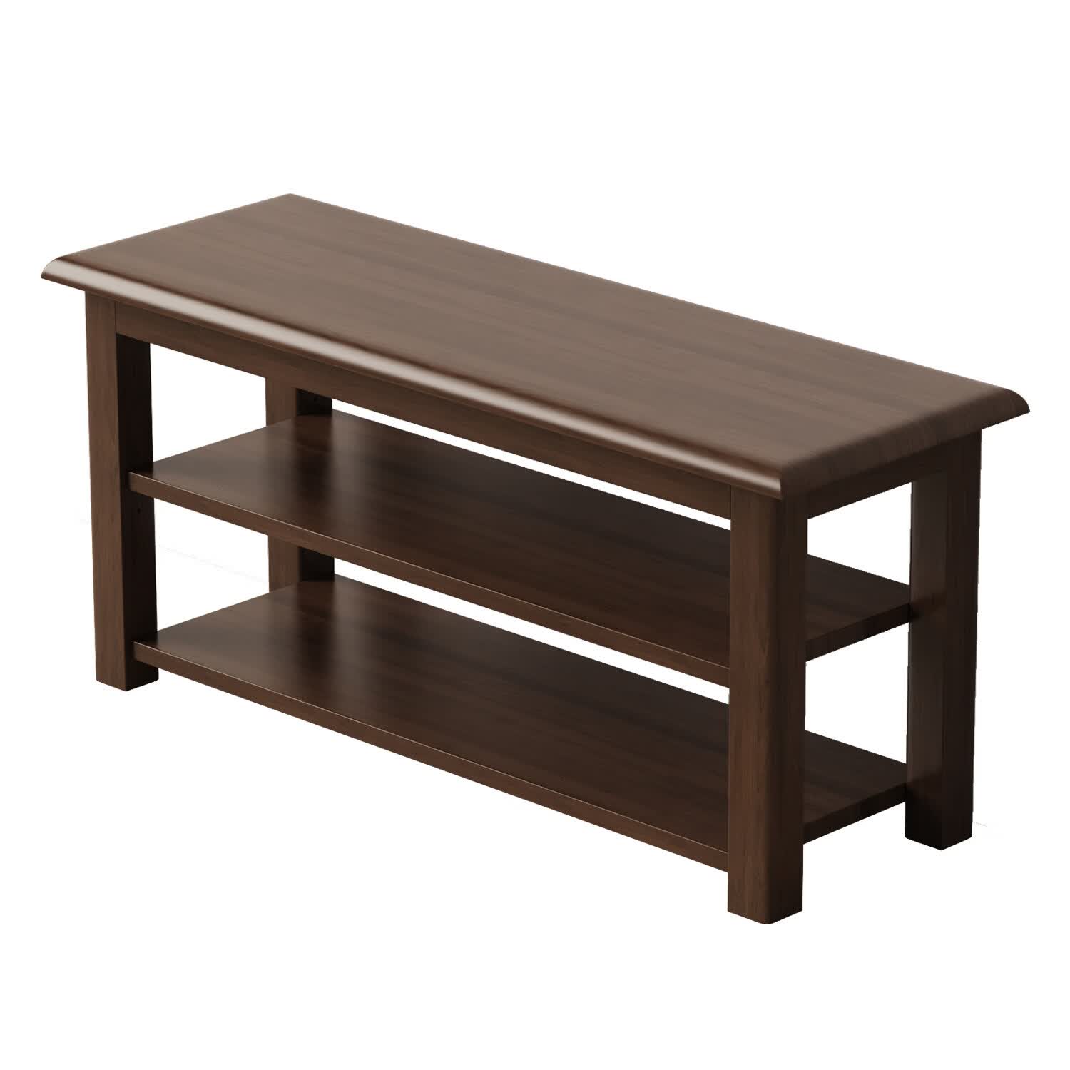 暖堂 WARM HALL免漆实木长条换鞋凳家用入户门口楼道可坐穿鞋 榉木色（原木座面） 120cm*30cm*42cm【两层】