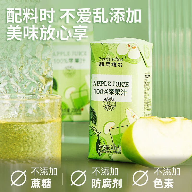 菲里维尔 FERRIS WHEEL苹果汁复原果汁饮料小瓶便携箱装200ml*12瓶清甜果汁饮品 苹果汁200ml*12瓶