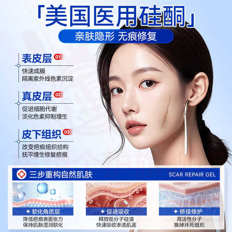 熏姿颜贝士鑫医用疤痕硅酮凝胶修复术后烧烫伤生长纹妊娠纹增生官方正品 5盒周期装【针对严重疤痕】 官方自售