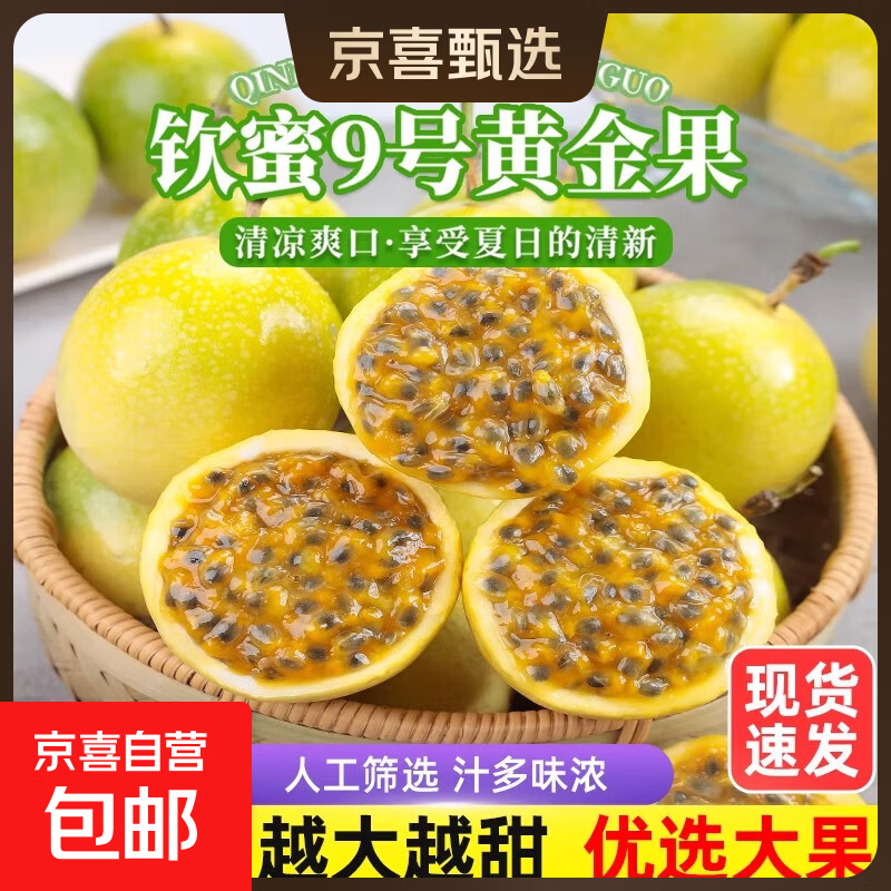 京喜加广西钦蜜9号黄金百香果青果发货当季新鲜大果黄皮果奶茶店水果 【1斤 约11-17个】单果30-45g