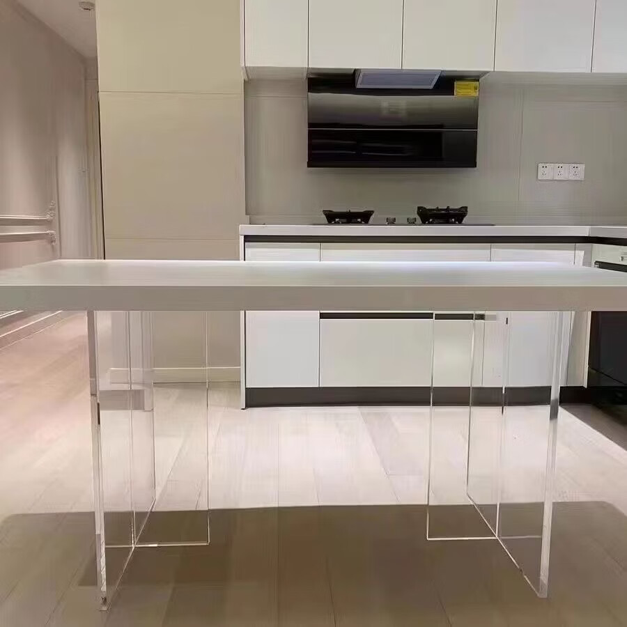 亚克力桌腿透明定制桌脚餐桌支架茶几岩板支撑腿茶色桌角悬浮桌腿 透明2.0厘米【板厚】 高度60厘米 宽度40厘米 T型【2张】配螺丝