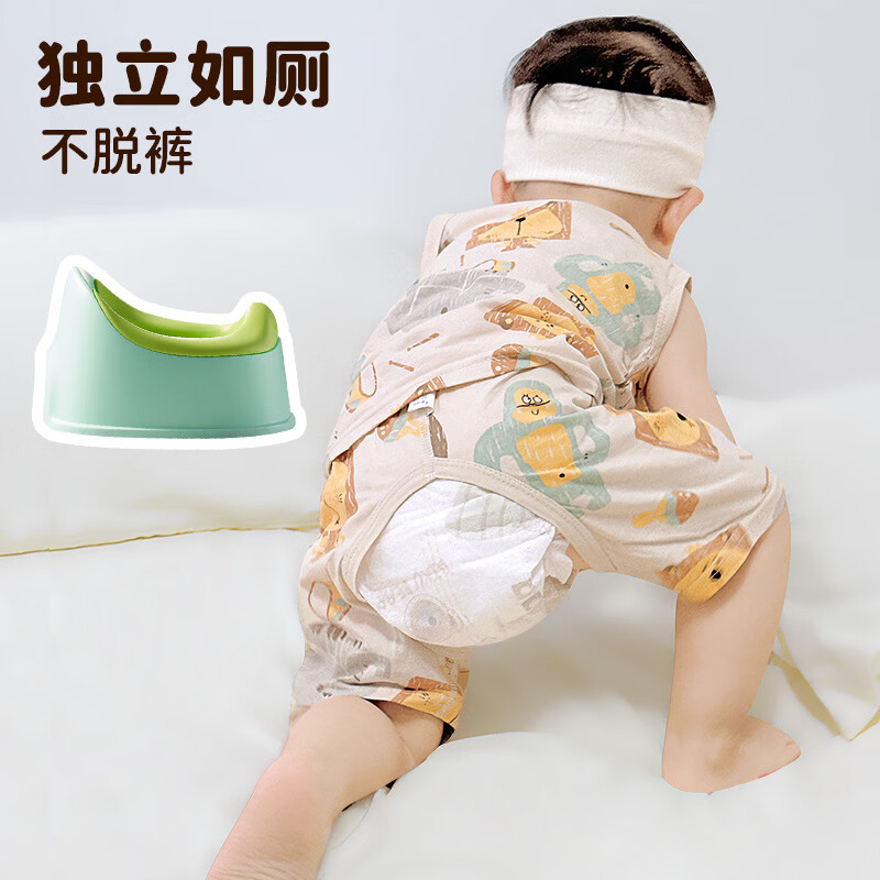 wua·wua婴儿衣服夏季薄款裤子儿童开裆裤背心分体套装纯棉家居服睡衣上衣 马戏团套装（背心+裤子） 90 (适合12-18月 体重18-26斤)