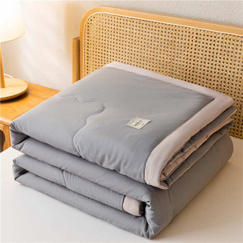 无印良品 HOME空调被四季通用被子夏凉被2026新款纯棉全棉单人夏被芯可机洗双人 鎏金灰【可机洗-水洗棉面料亲肤透气】 110x150cm【整张棉定型机洗不跑棉】