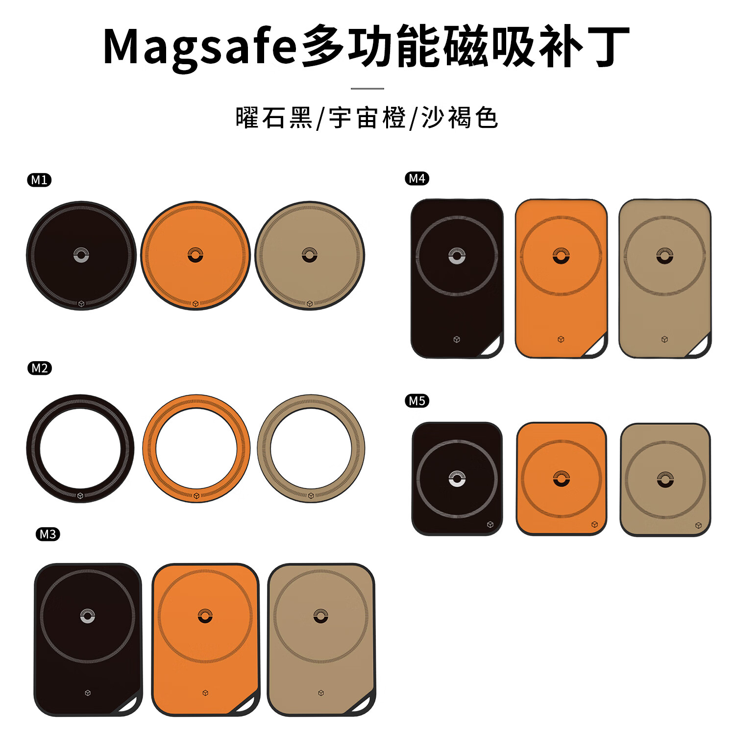 竞闪磁吸补丁Magsafe增强磁力贴 手机支架引磁片充电宝硬盘盒引磁环耳机小尾巴移动电源散热器磁吸贴 M1引磁片配对组合套装黑色 磁石矩阵增强磁吸补丁