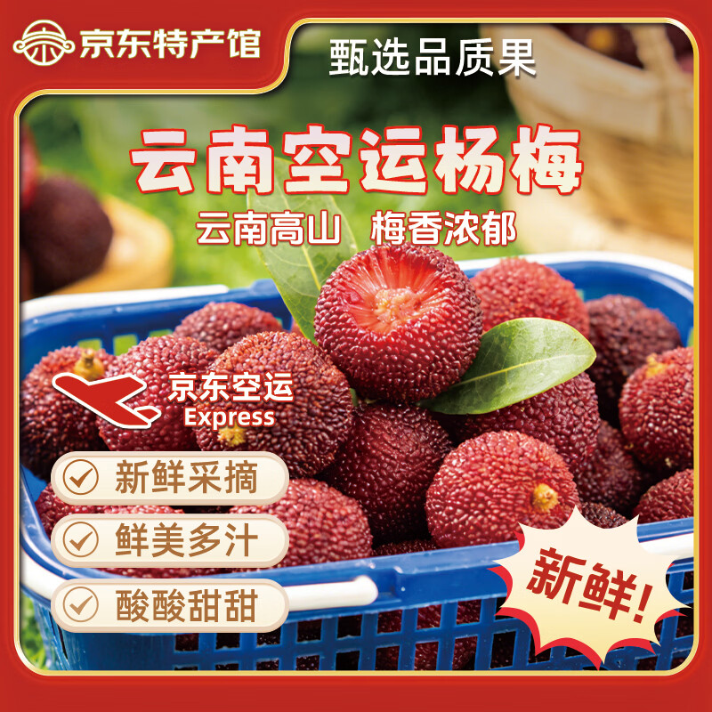 异果恋云南杨梅【JD空运】新鲜当季应季时令水果 鲜嫩多汁多地次日达 2斤装（小蓝子装）