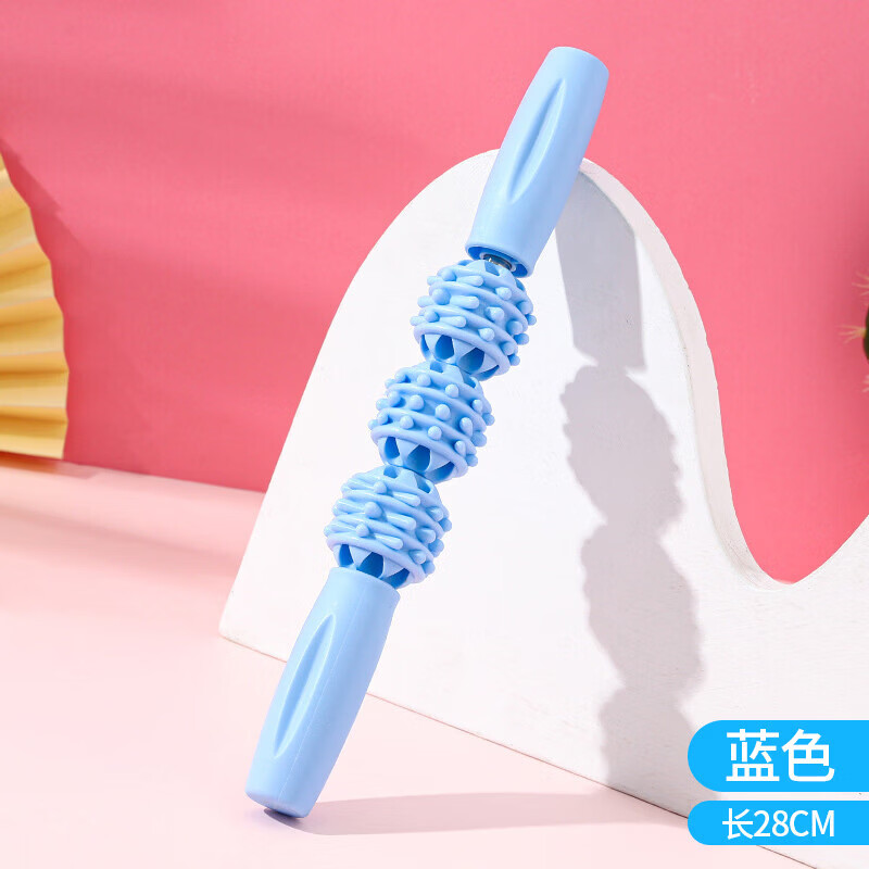 【优选好物】按摩滚轮滚轴健身训练器材狼牙筋膜棒腿部肌肉放松小 天空蓝