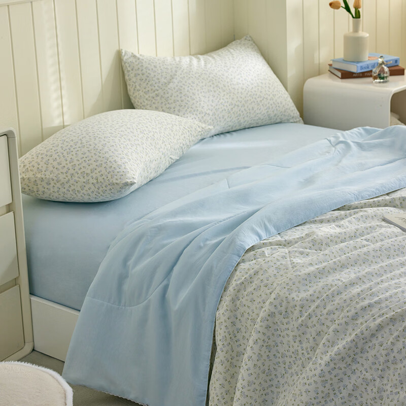 多喜爱（Dohia）夏凉被子空调被芯棉被子春秋四季通用家用卧室透气不闷汗夏凉被子 全棉填充透气夏凉被【花前悦夏】 1.2-1.5米床适用【152*218cm】 夏被