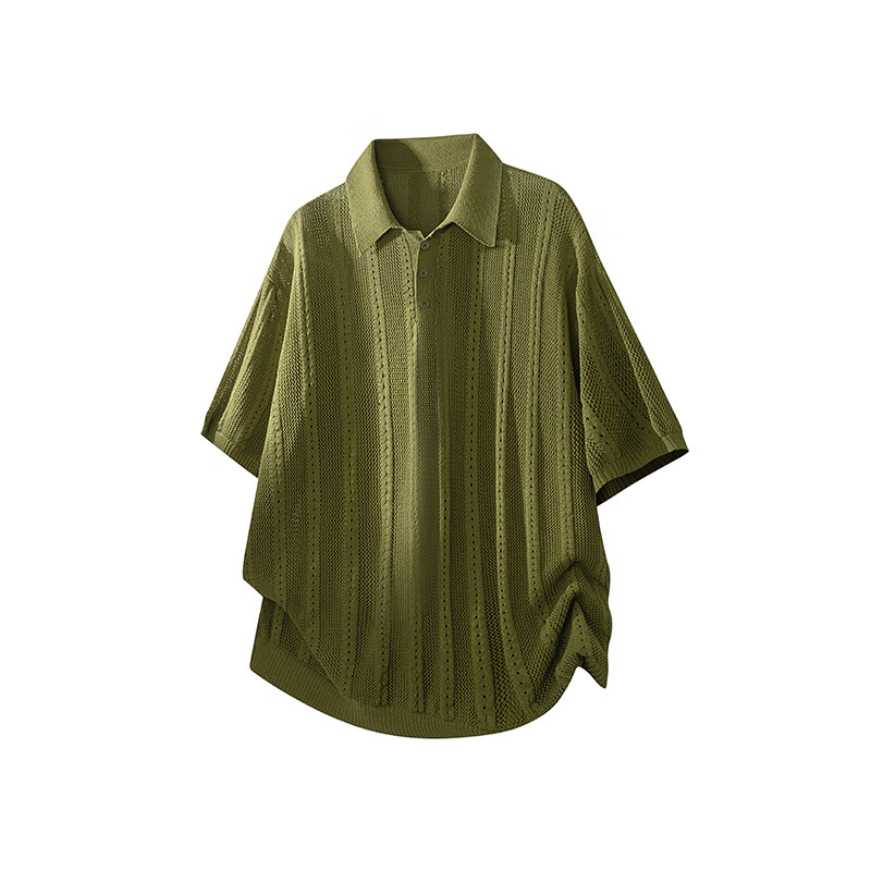 ROYAL PALM POLO SPORTS CLUB夏季新款美式复古条纹polo衫男宽松休闲百搭潮流短袖上衣 灰色 3XL