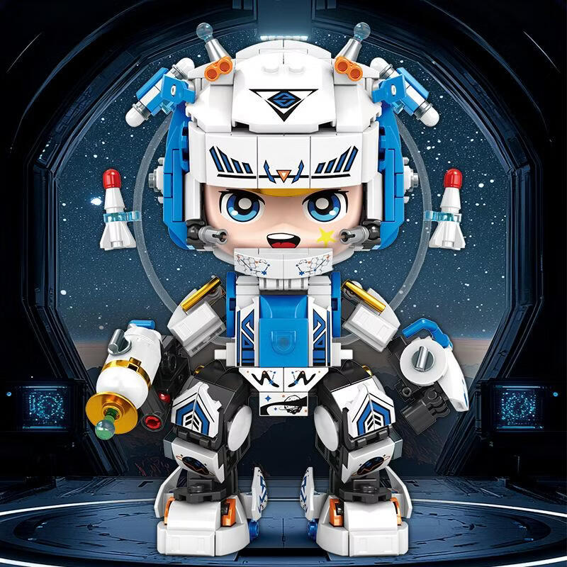 欧因积木拼装玩具儿童国潮机甲熊猫潮玩组装模型摆件男孩生日礼物 8804宇航员542颗粒