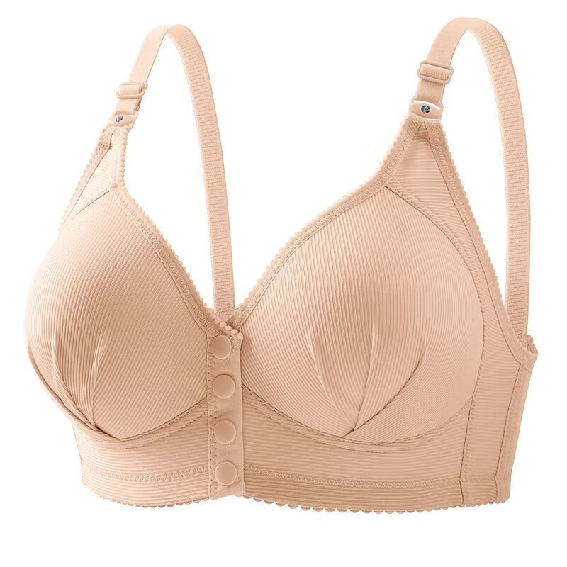 GEEZORO新款前开扣大码无钢圈妈妈罩杯哺乳内衣孕妇文胸产后喂奶胸罩薄款 黑色 80A 36/80适合120斤以内