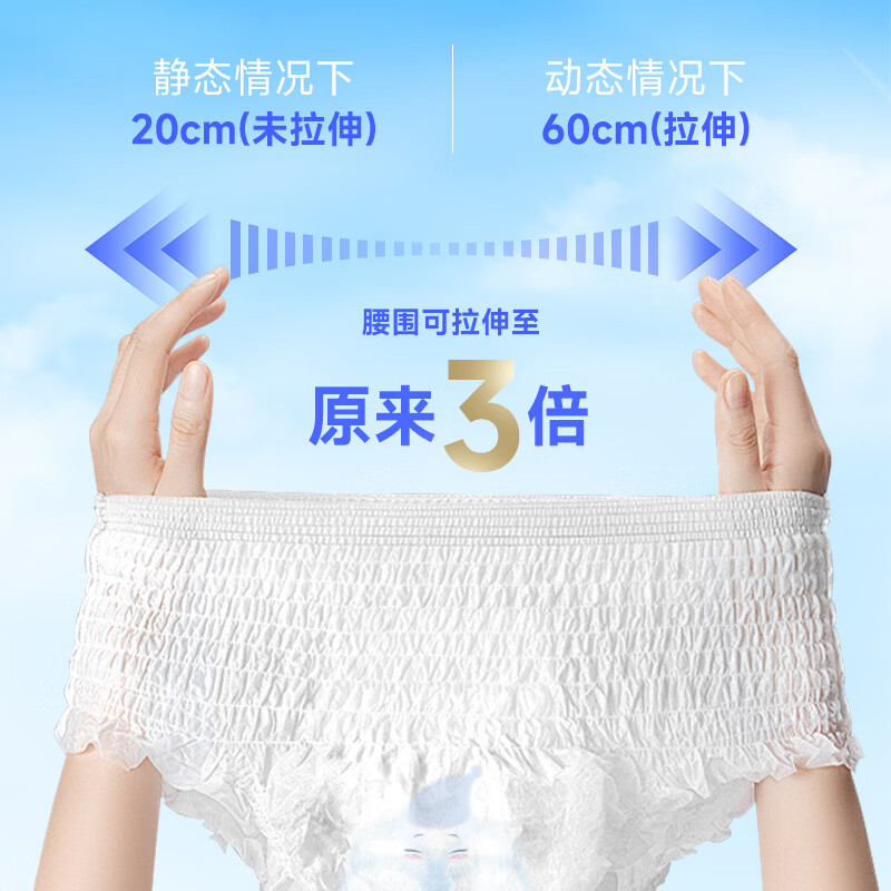 蓝棉花安睡裤消毒级卫生巾一次性益生菌卫生安心裤拉拉裤防漏夜安裤m码 M 16条 80-110斤 【含赠1条】