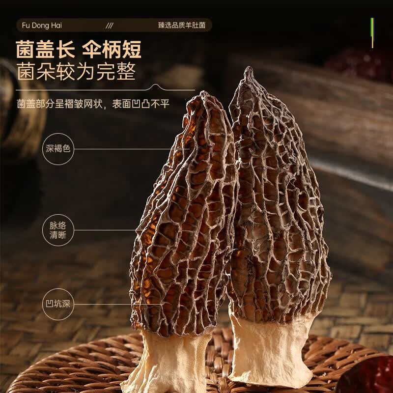 福东海羊肚菌干货头茬羊肚菇特产菌菇煲汤火锅食材料松茸蘑菇滋补