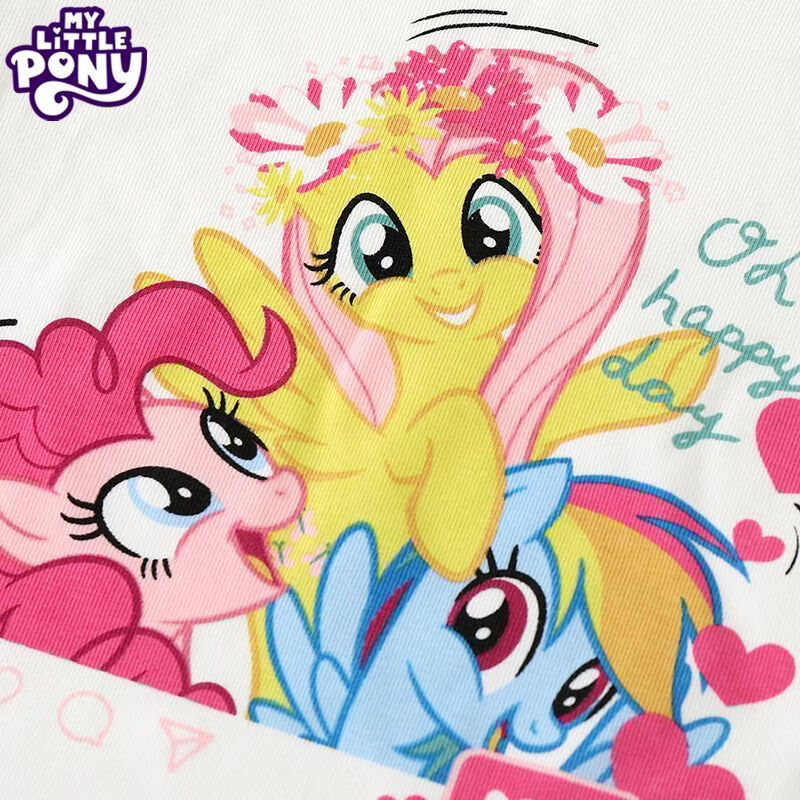 小马宝莉(MY LITTLE PONY)女童套装2026夏季新款工装裤子女孩休闲恤两件套装 粉色工装裤套装 110 110码 建议95-105cm