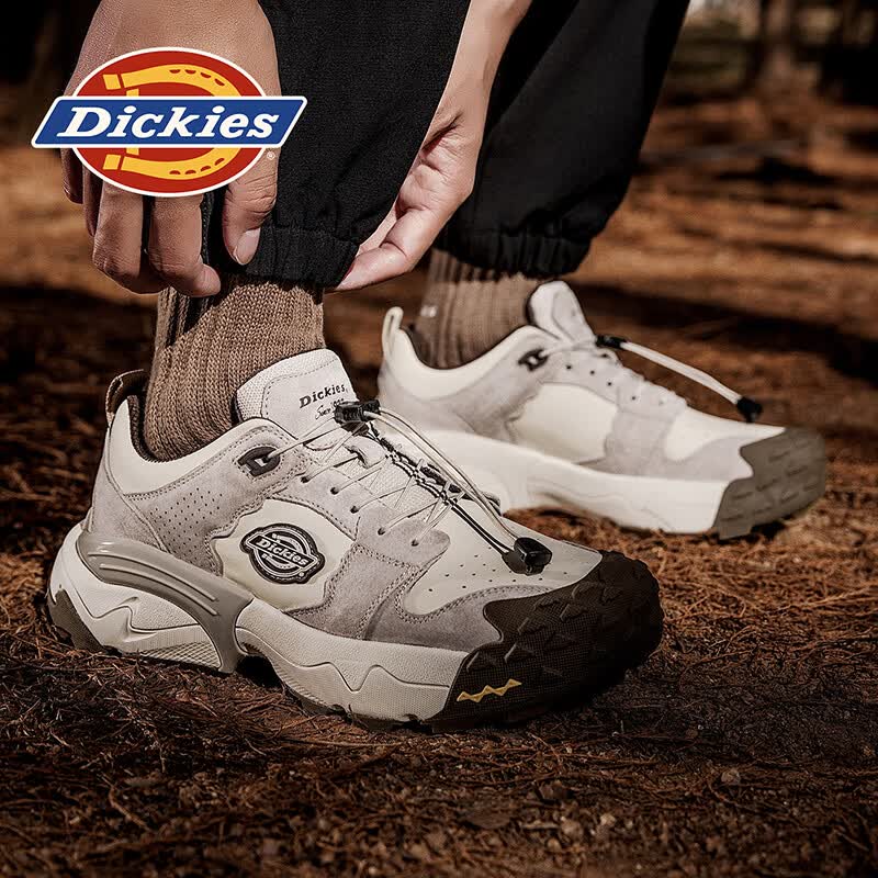 Dickies男鞋夏季2026新款老爹鞋男增高鞋子软底男士休闲鞋户外登山运动鞋 浅卡其 42