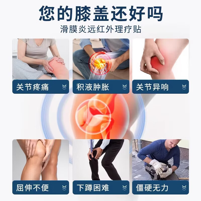 修正滑膜炎远红外治疗贴膝盖疼痛专用贴积水积液膏药贴风湿膝关节 【买3送2】共5盒