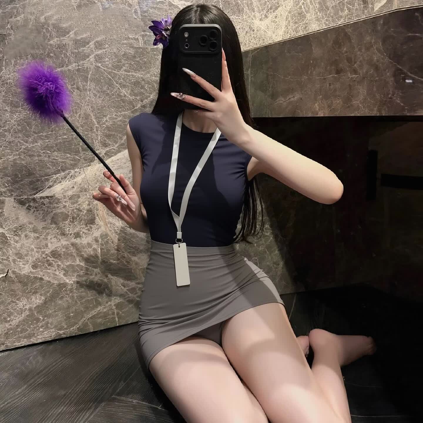 情趣内衣新款性感秘书OL制服诱惑装激情情趣床上羞耻约会战袍全套 天蓝色秘书 均码（80-120斤